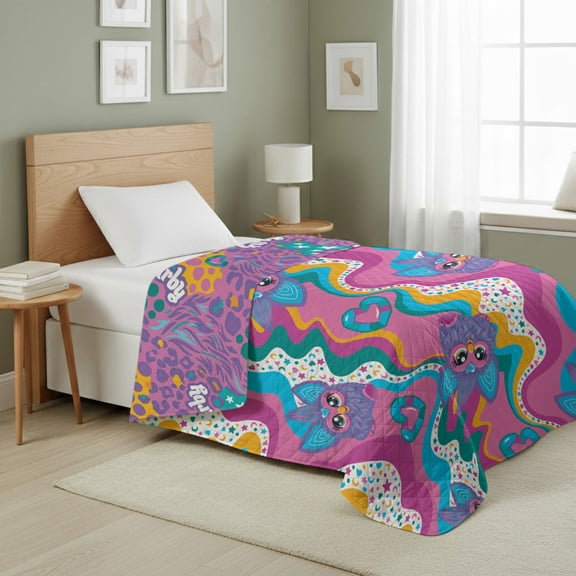 Furby Furby World Quilted Throw Blanket 60x80 inches, Kids Character Bedding
