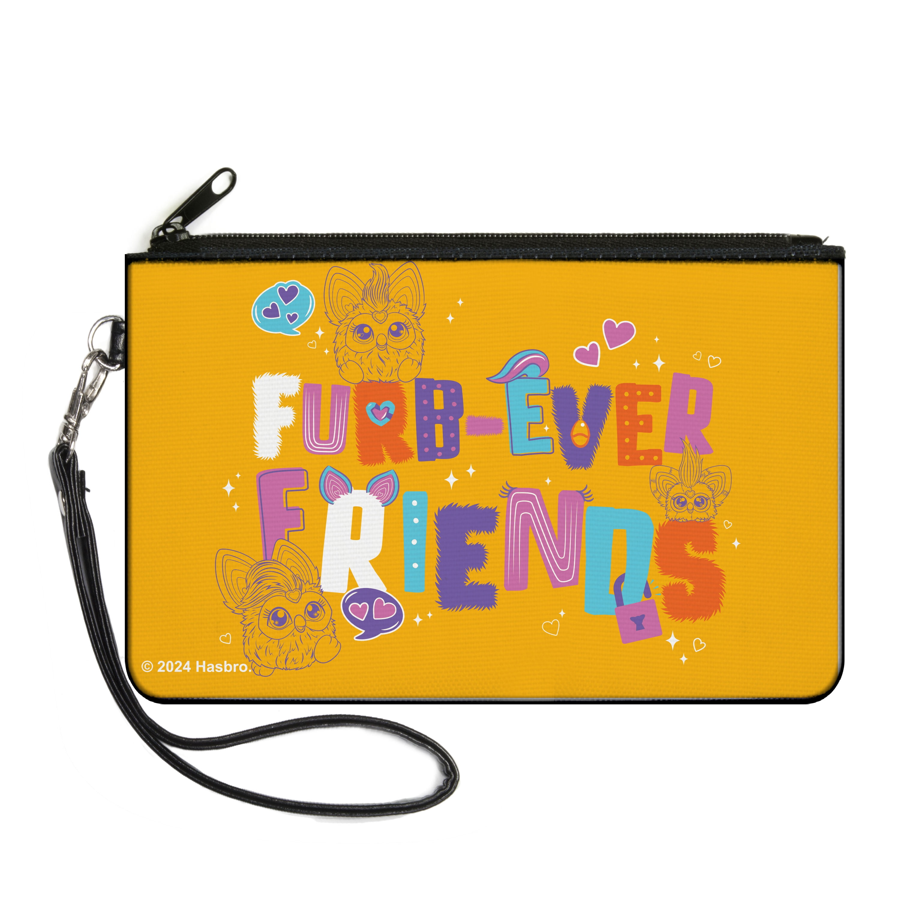 Furby Wallet, Zip Clutch, Furby Title Logo Fur Print Multi Color