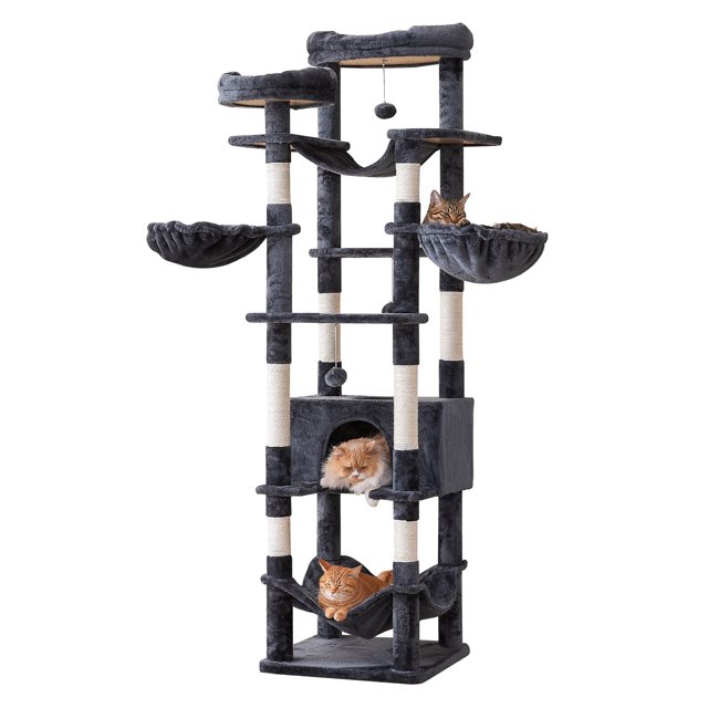Furcato 77Inch Cat Tree for Indoor Cats, MultiLevel Large Cat Tower
