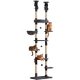 thumbnail image 1 of Furcato 92.1"-101.6" Adjustable Height Cat Tree, Floor to Ceiling Cat Tower, 7 Tiers Cat Climbing Tree with Hammock, Smoky Grey, 1 of 9