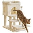 thumbnail image 1 of Furcato Cat Tree with 3 Steps, 28.7 inches Cat Tower for Indoor Cats, Cat Condo with Sisal-Covered Scratching Posts, Beige, 1 of 7