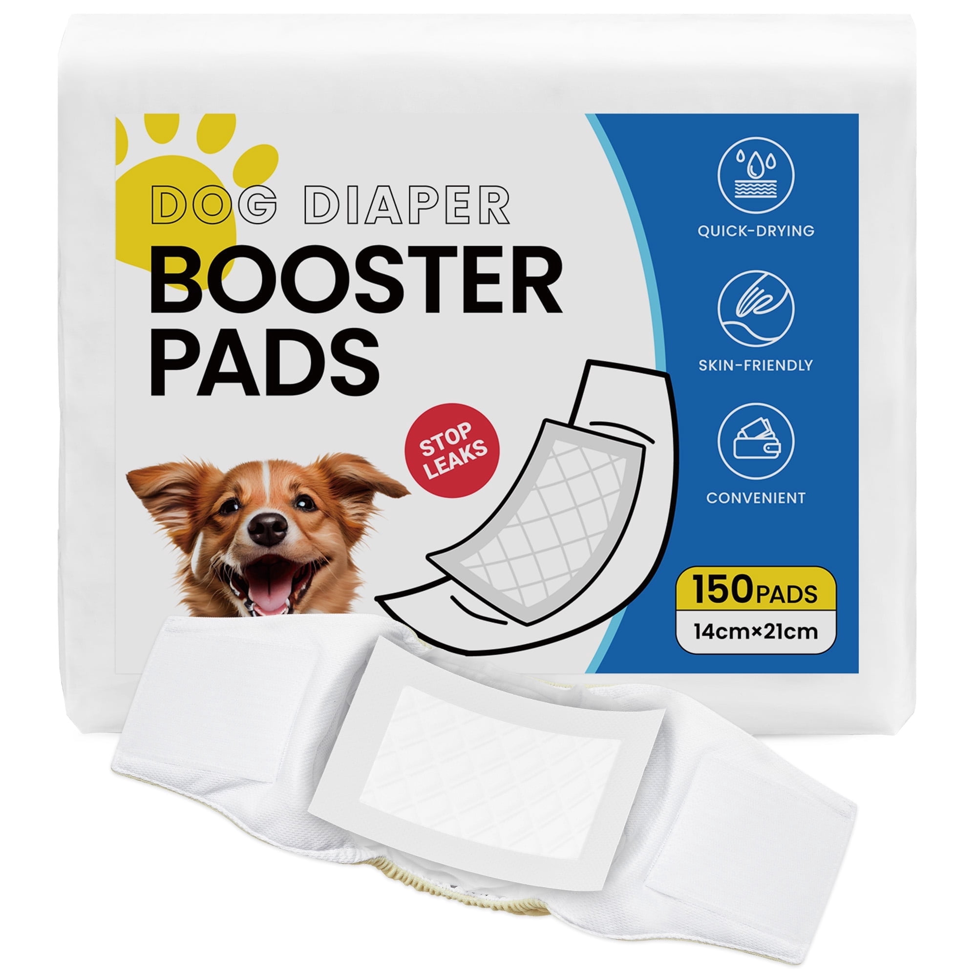 Furcato Disposable Dog Diaper Liners Booster Pads for Male & Female Doggie, 150 Count, Long