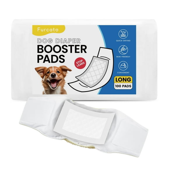 Furcato Disposable Dog Diaper Liners Booster Pads for Male & Female Dogs(100 Count) | Diaper Inserts fit Most Washable Dog Wraps and Belly Bands-Long