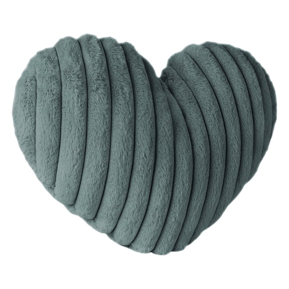 Furenl 16 Inch Green Heart Pillow Decorative Throw Pillows, Heart Shaped Soft Fluffy Faux Fur Cute Pillows for Valentine Couch Bed Bedroom Room Home Decor (1, Green, Medium-16"x13")