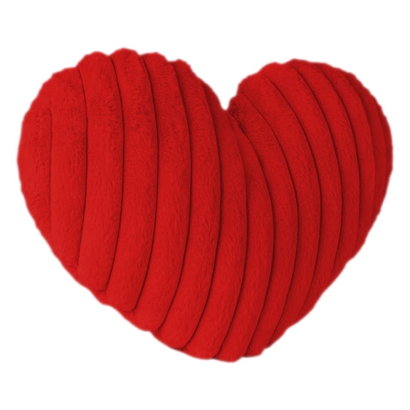 Furenl 16 Inch Red Heart Pillow Decorative Throw Pillows, Heart Shaped Soft Fluffy Faux Fur Cute Pillows for Valentine Couch Bed Bedroom Room Home Decor (1, Red, Medium-16"x13")