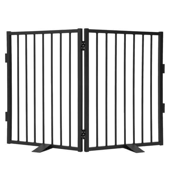 Furggis Pet Playpen, Dog Pen Foldable, Dog Exercise Fence with 2 Panels, 24"H - Black