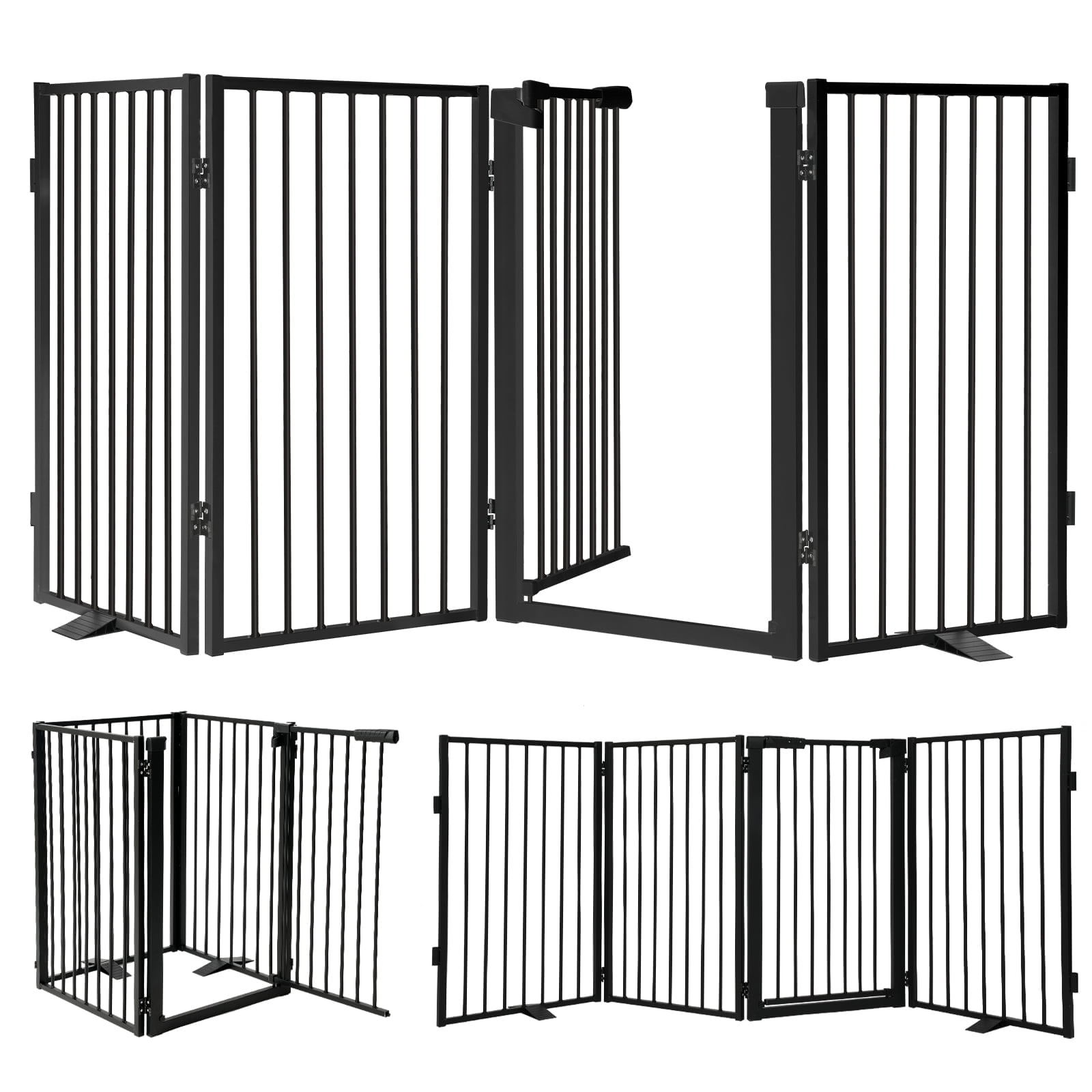 Furggis Pet Playpen, Dog Pen Foldable, Dog Exercise Fence with 4 Panels, 32"H - Black