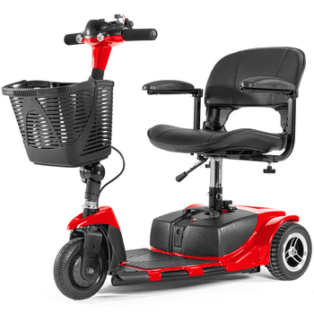 Furgle 3 Wheel Electric Powered Mobility Scooter, With Lighting Folding Travel Mobile Wheelchair for Seniors, Gift for Elderly, Red