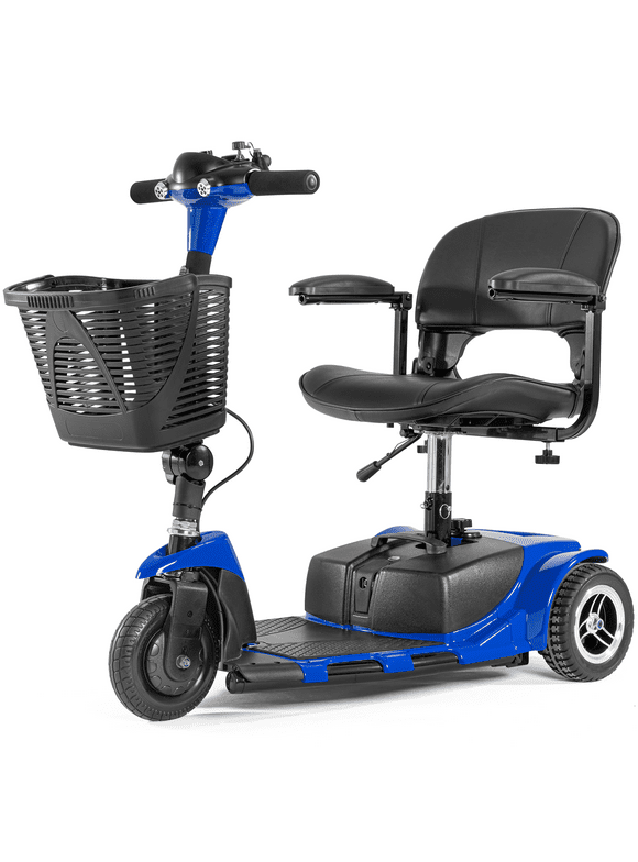 Furgle 3 Wheel Electric Powered Mobility Scooter, with Lighting Folding Travel Mobile Wheelchair for Seniors, Gift for Elderly, Blue