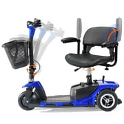 Morrean 3 Wheel Electric Powered Mobility Scooter, with Lighting Folding Travel Mobile Wheelchair for Seniors, Gift for Elderly, Blue