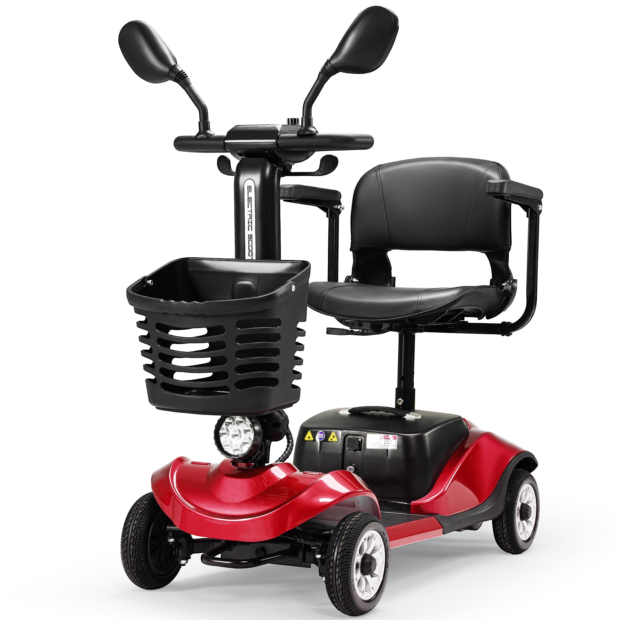 Furgle 4 Wheels Folding Travel Electric Mobility Scooter with Basket and Mirror
