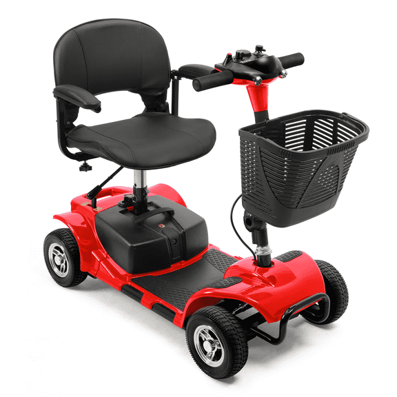 Furgle 4 Wheels Mobility Scooter, Electric Powered Wheelchair Device for Travel, Adults, Elderly, Red