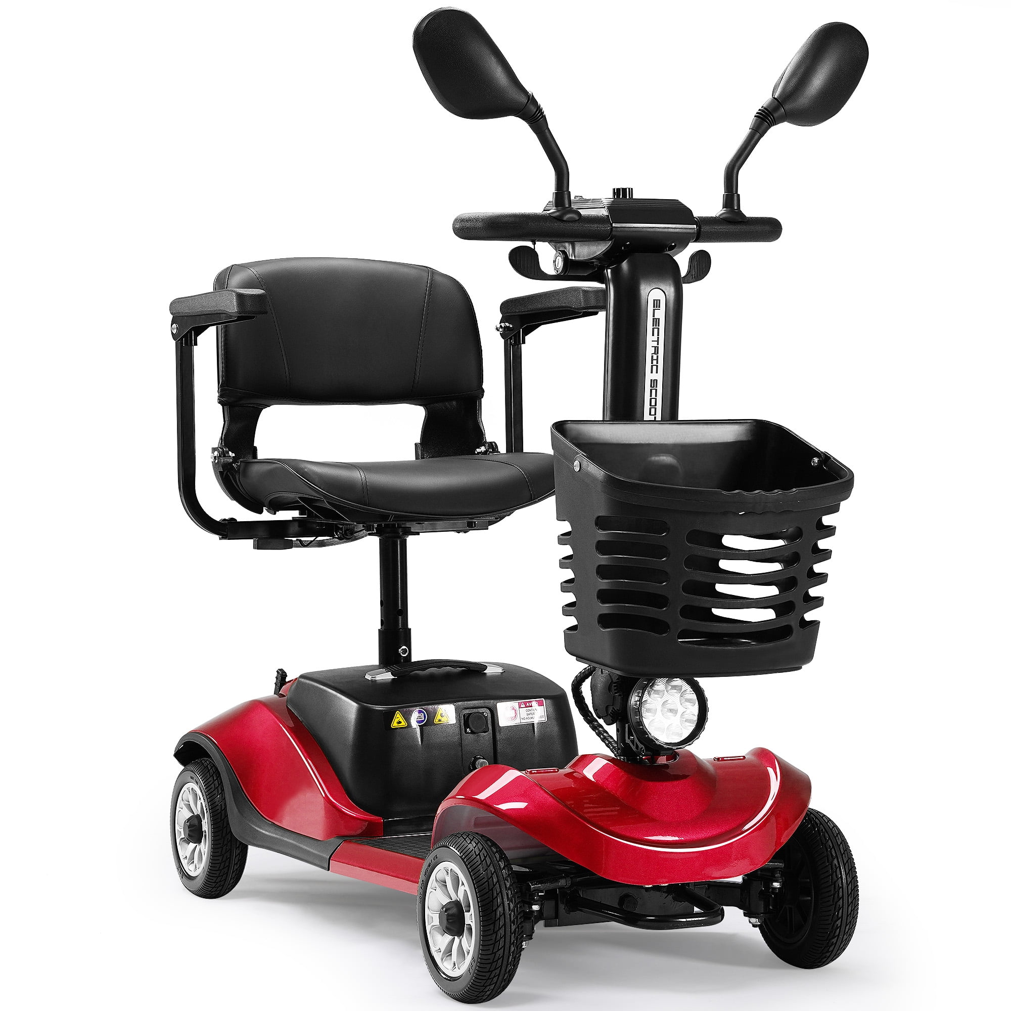 Morrean 4 Wheels Mobility Scooter w/Front Basket & Light,Electric Powered Wheelchair for Seniors,Adults,Elderly,Red Morrean 4 Wheels Mobility Scooter w/Front Basket & Light,Electric Powered Wheelchair for Seniors,Adults,Elderly,Red