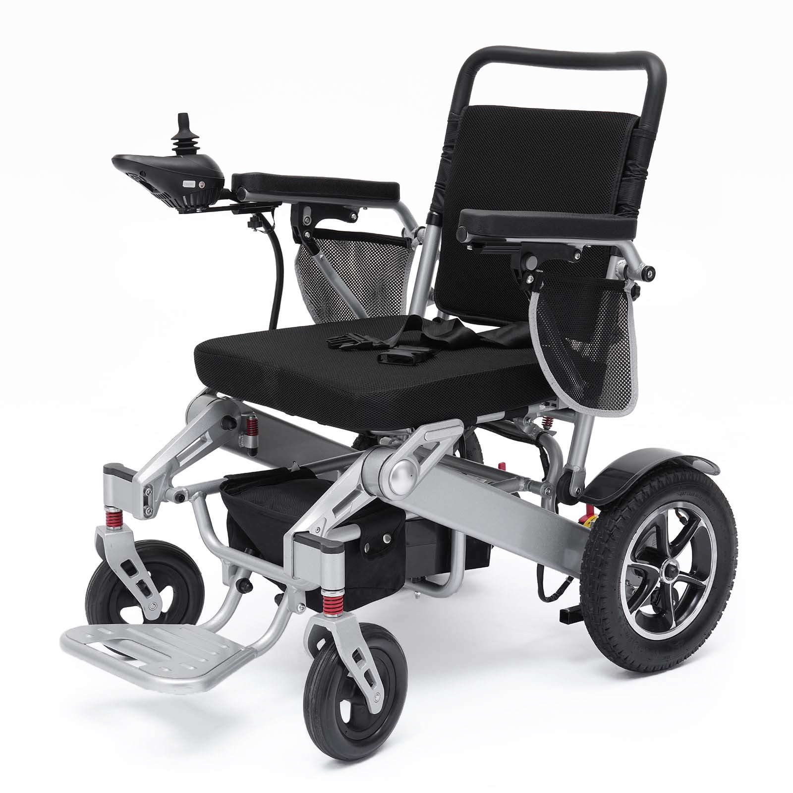 Morrean Electric Wheelchairs for Adults Seniors,Foldable Motorized Wheelchair,All Terrain,Up to 300lbs,500W Motors,25 Miles Range,Black Silver
