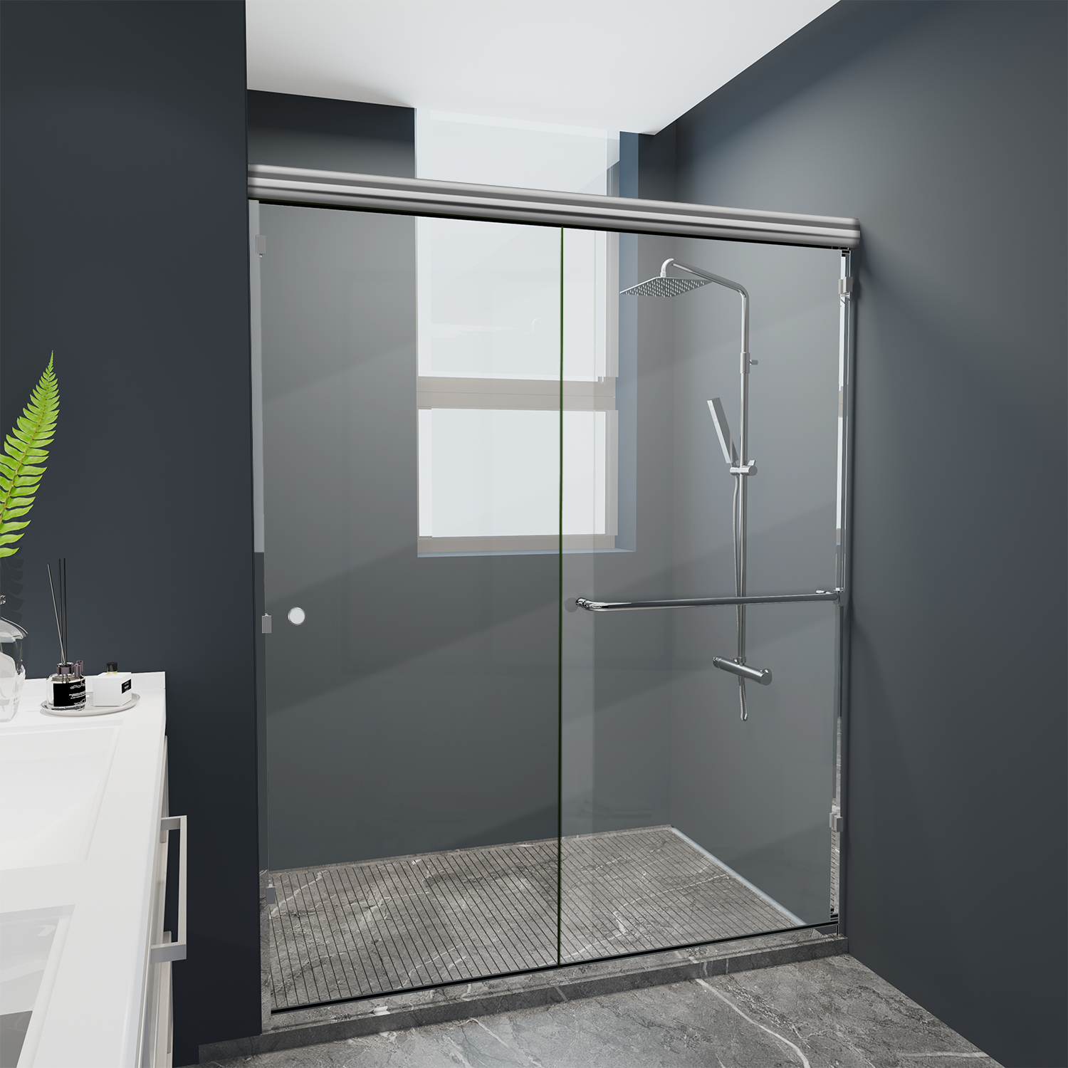 VIGO Frameless Clear Tempered Glass Shower Enclosure (36" x 48") Chrome