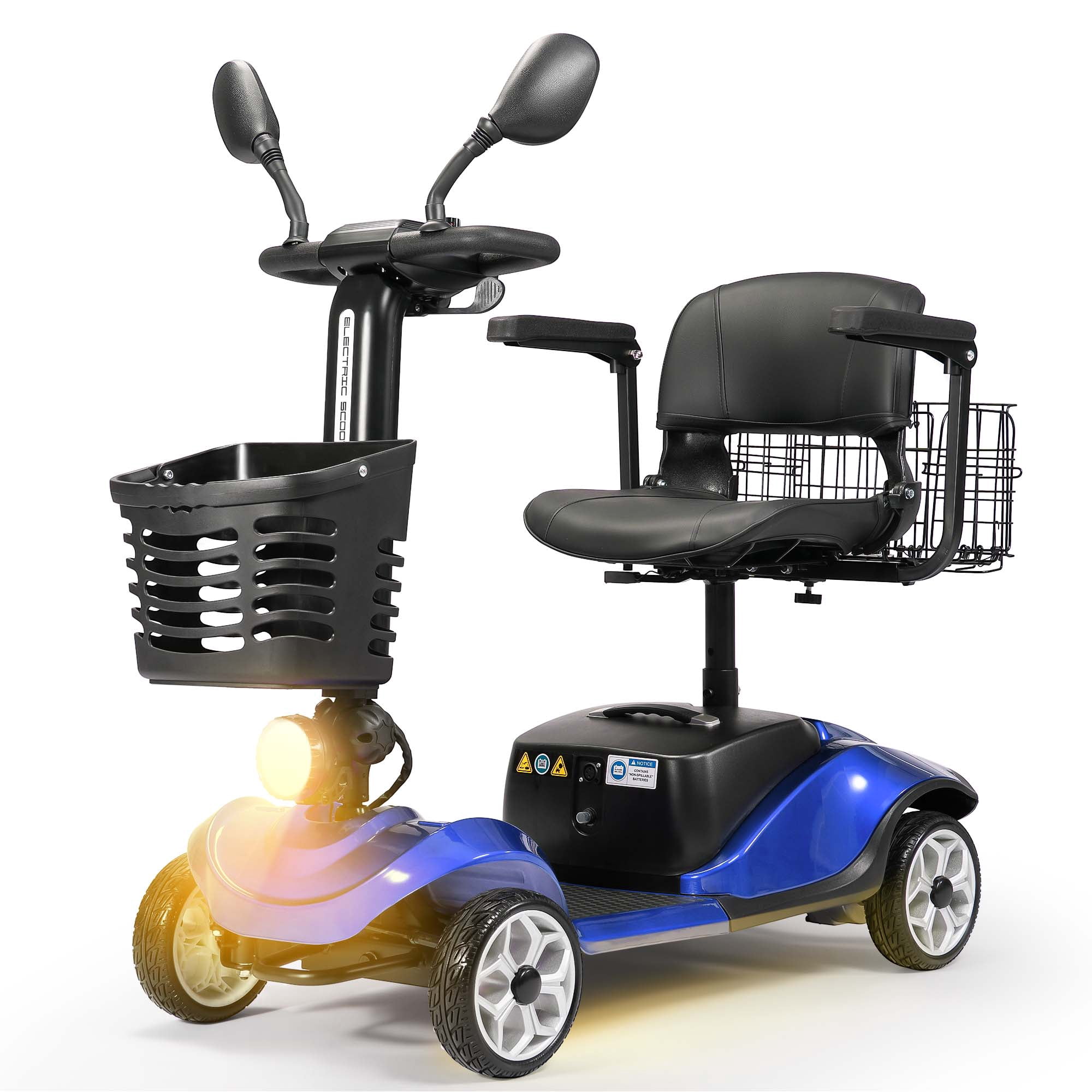 MORREAN Upgrade 4 Wheels Mobility Scooter for Seniors, Foldable Electric Powered Mobility Wheelchair for Adult, 275lbs, Blue