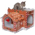 thumbnail image 1 of Furhaven Decorated Gingerbread Chateau Corrugated Cat Scratcher Hideout w/ Catnip - Christmas Print, One Size Gingerbread Christmas Chateau One Size Corrugated Scratcher, 1 of 10
