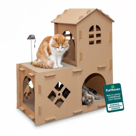 FH Tiger Tough Farmhouse 2-Level Scratcher House