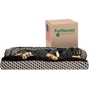 Furhaven Medium Pillow Dog Bed Comfy Couch Plush & Decor Sofa-Style w/ Removable Washable Cover - Diamond Brown, Medium Pillow (Fiberfill) Medium (Comfy Couch - Plush & Decor) Diamond Brown