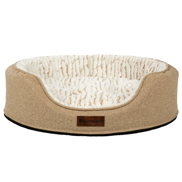 Furhaven Pet Products Medium Foam Oval Lounger Dog Cat Bed With