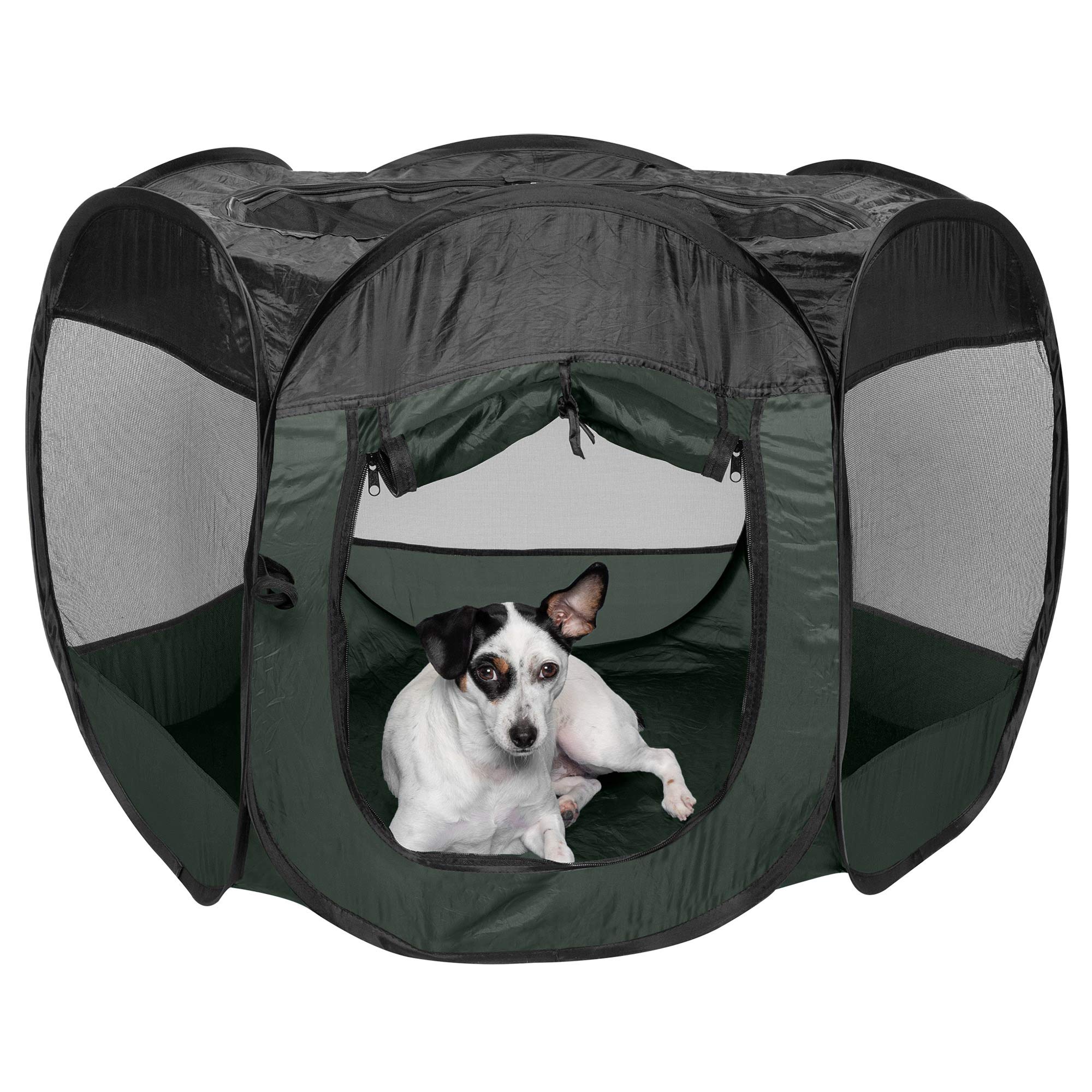 Furhaven Pop Up Playpen STF9 Pet Tent Playground Hunter Green, Medium