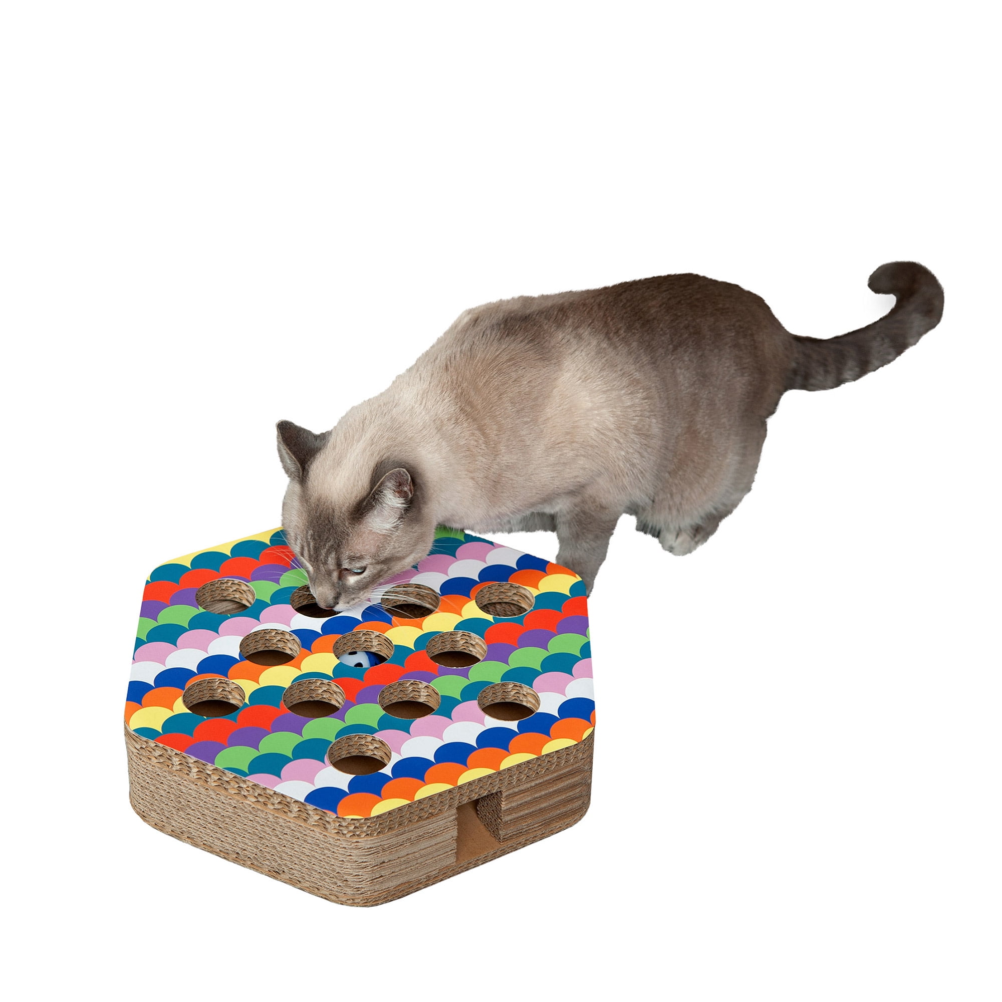 Tiger Tough Hexagon Busy Box Scratcher, Rainbow Scales, 1 Coun