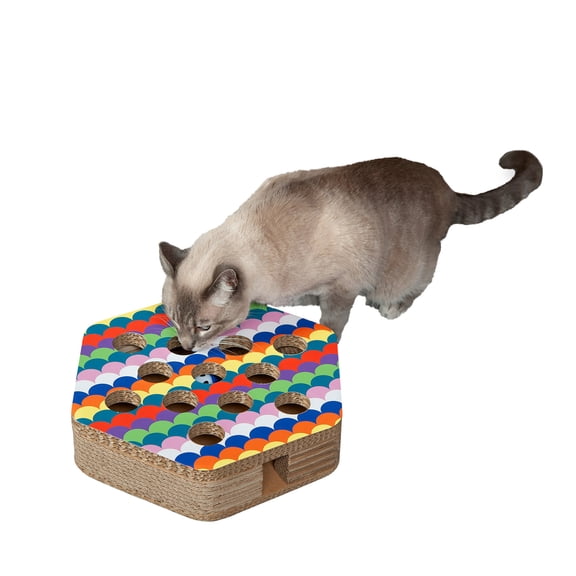 Tiger Tough Hexagon Busy Box Scratcher, Rainbow Scales, 1 Coun