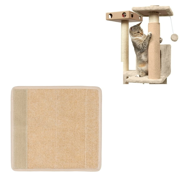 Furhaven Wrap Around Scratching Post Cover for Indoor Cats, Fits Posts Up to 3.5" Diameter, Durable & Less Mess - Tiger Tough Carpet Scratch Mat - Cream, Small Carpet Scratcher Small Scratch Post Cover - Cream