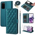 thumbnail image 1 of Furiet Argyle Wallet Case for Samsung Galaxy S20 5G 6.2 inch with Tempered Glass Screen Protector Wrist Strap Shoulder Strap, Card Slots Stand Phone Cover for S 20 20S UW S2O G5 Women Men Green, 1 of 8