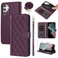 thumbnail image 1 of Furiet Argyle Wallet Case for Samsung Galaxy S25 Ultra 5G Tempered Glass Screen Protector Wrist/Shoulder Strap Card Slot Stand Phone Cover for S25Ultra 25S S 25 25Ultra 6.9 2025 Women Men Deep Purple, 1 of 8