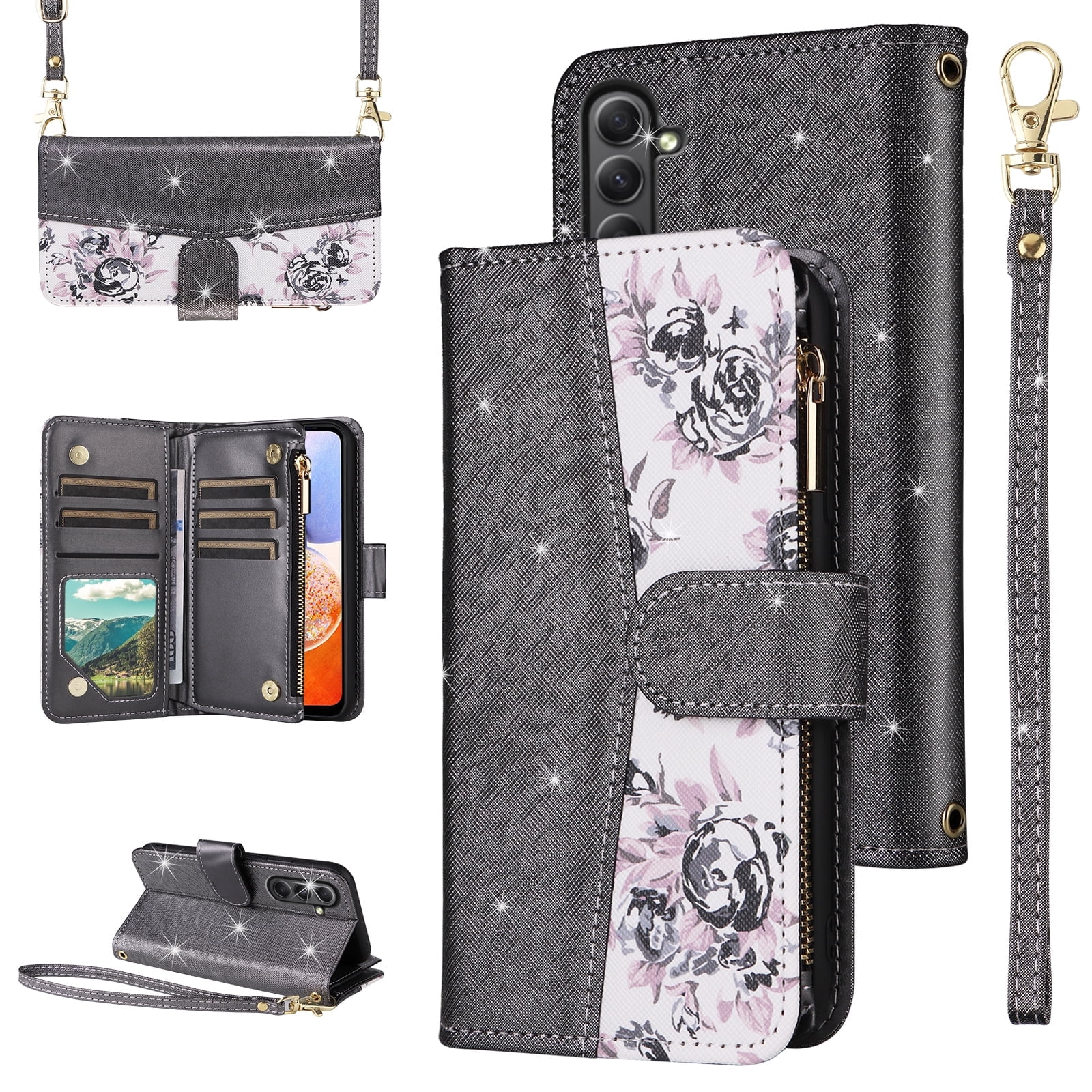 Furiet for Samsung Galaxy S26 5G Floral Wallet Case with Flip Zipper ...