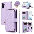 thumbnail image 1 of Furiet Wallet Case for Samsung Galaxy Note 10 5G with Wrist/Shoulder Strap Card Slots Zipper Flip Purse, Luxury PU Leather Stand Cell Phone Cover for Note10 Notes 10s Ten Not S10 Women Girls Purple, 1 of 8