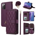 thumbnail image 1 of Furiet Wallet Case for Samsung Galaxy Note 20 5G with Wrist Strap Shoulder Strap Card Slots Zipper Purse Luxury PU Leather Stand Cell Phone Cover for Note20 Notes 20s Twenty Not S20 Women Deep Purple, 1 of 9