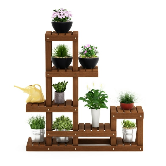 Furinno 10 x 35.5 x 36 5-Tier Brown Hardwood Floral Plant Stand