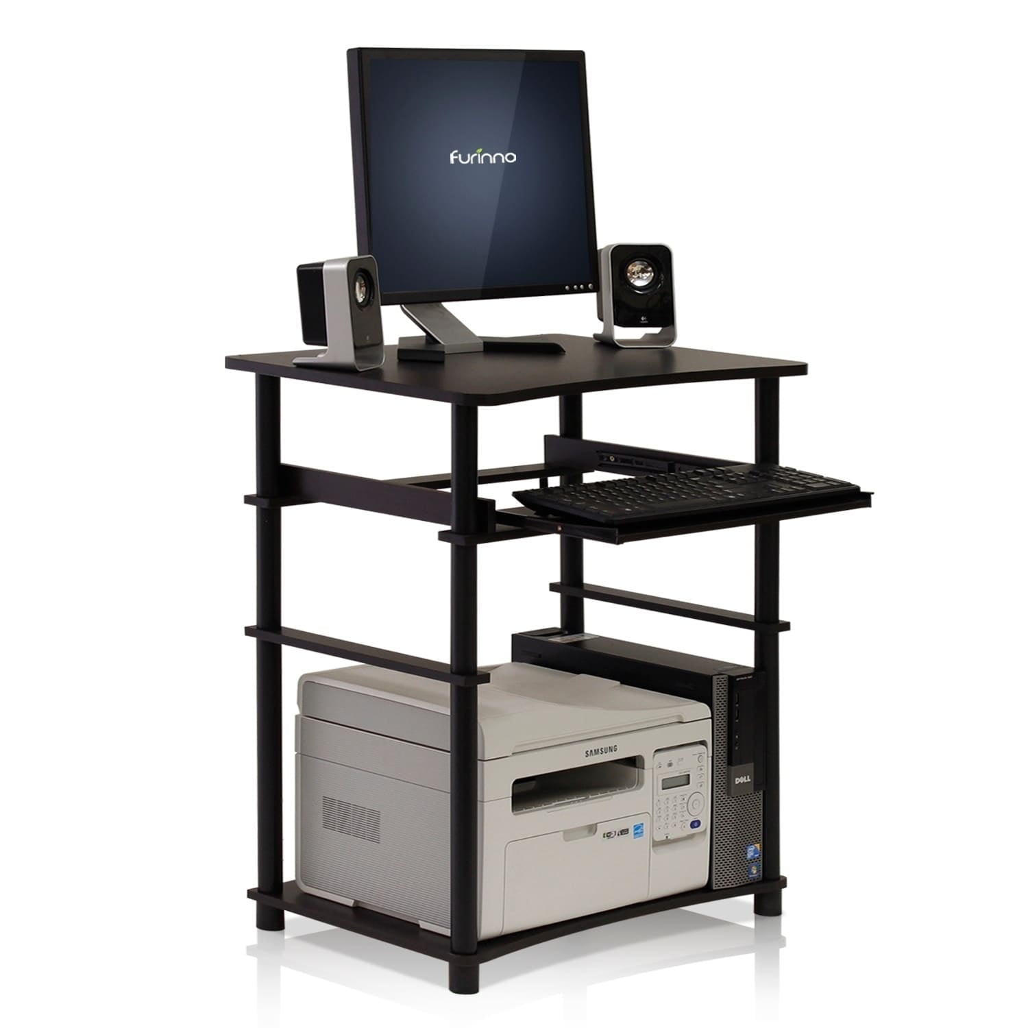 Portable Desktop Unit Furinno 10016EX/BK Home Office Small PC Desk, Portable Laptop Computer ...