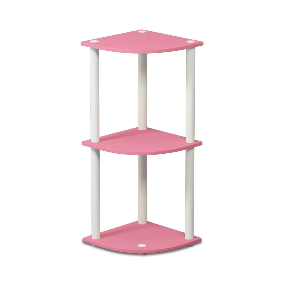 Pink and White 3-Tier Corner Wood Display Rack
