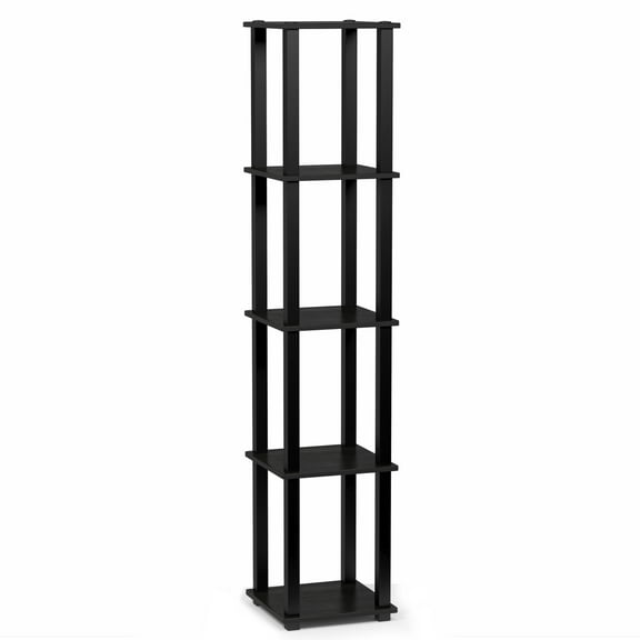 Furinno 11.6"W x 11.6"D x 57.7"H 5-Shelf Corner Decorative Shelves, Black