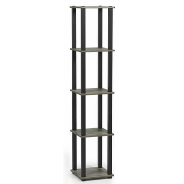 Furinno 11.6 W x 11.6 D x 57.7 H 5-Shelf Decorative Shelves, Gray and White