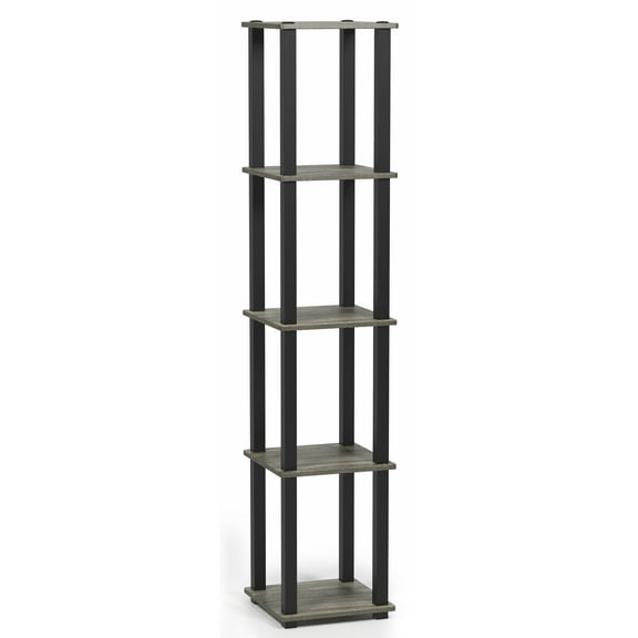 Furinno 11.6 W x 11.6 D x 57.7 H 5-Shelf Decorative Shelves, Gray and White