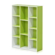 Furinno LUDER Engineered Wood 11-Cube Reversible Open Shelf Bookcase in Green