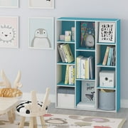Furinno 11-Cube Reversible Open Shelf Bookcase, White/Light Blue