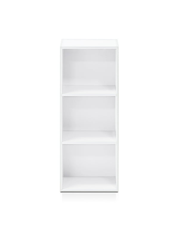Furinno 11003WH 3 - Tier Open Shelf Bookcase, White Color - 12" W x 31.5" H x 9.3" D