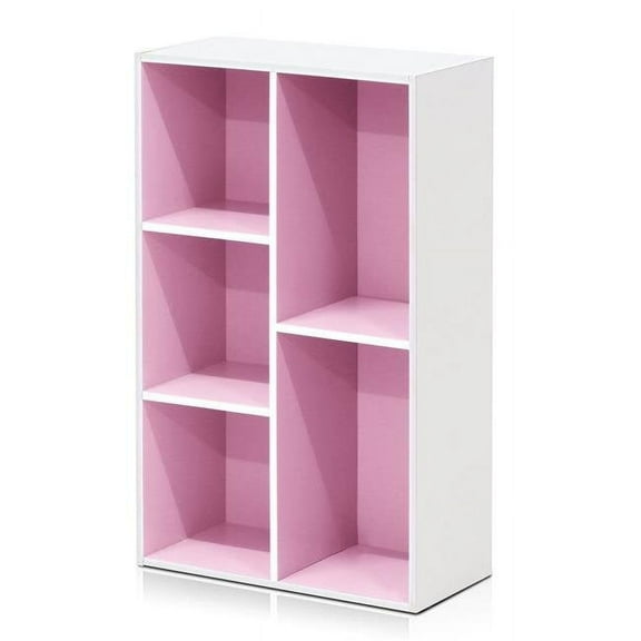 Furinno 11069WH-PI 5-Cube Reversible Open Shelf, White & Pink