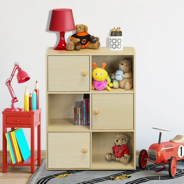 Furinno 11189 Pasir 3-Tier Shelf with 3 Doors with Round Handle