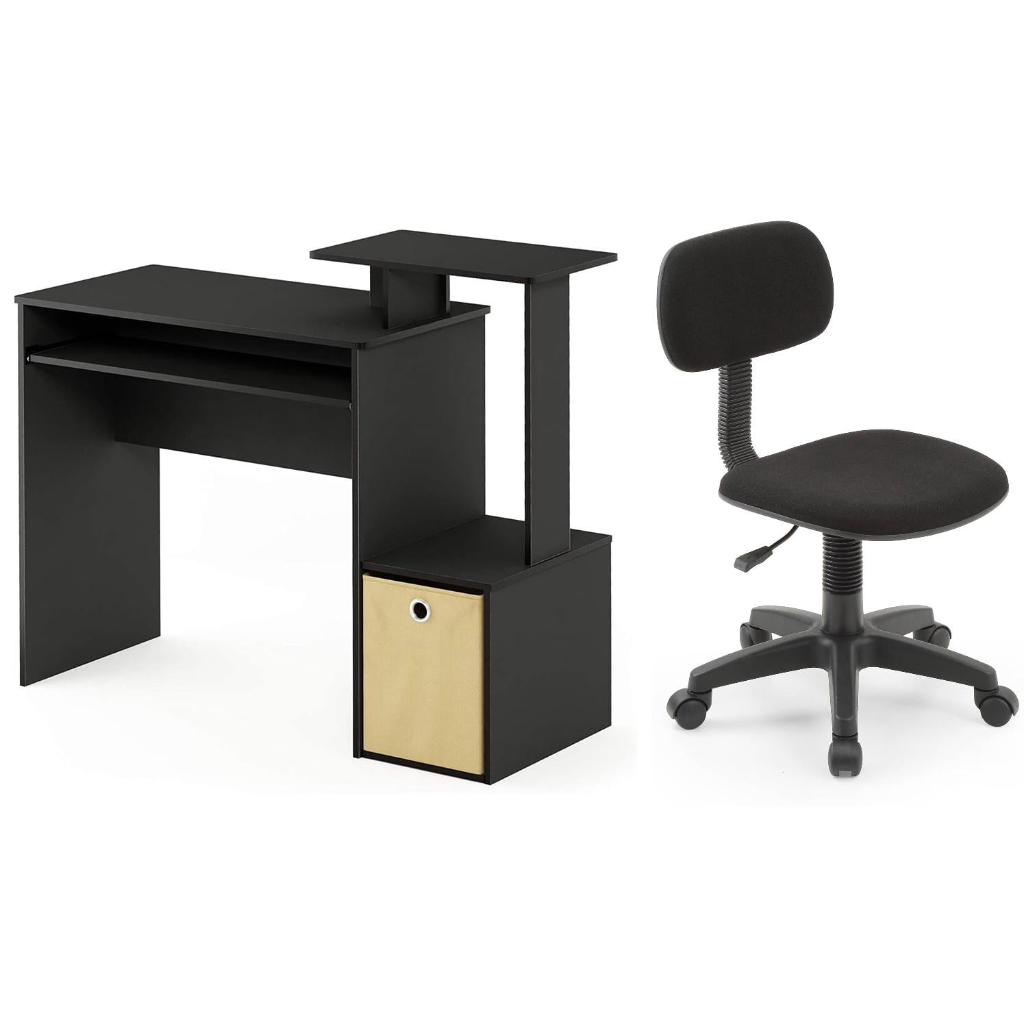 Furinno 12095bk/br econ multipurpose home office computer wr &amp; Hodedah Task Chair, Black