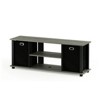 Furinno 13054 Econ Entertainment Center w/Storage Bins, French Oak Grey/Black/Black