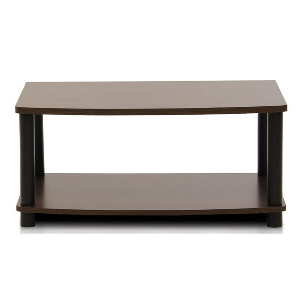 Sleek 2-Tier No-Tools TV Stand in Dark Brown and Black