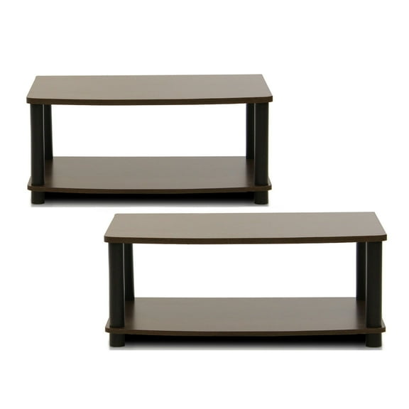 Furinno 13191DBR/BK Turn-N-Tube No Tools 2-Tier Elevated TV Stand, Dark Brown/Black - Set Of 2