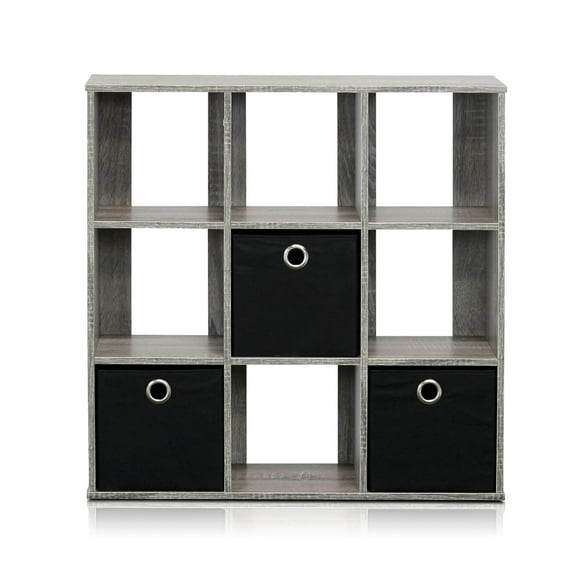 Furinno 13207 Simplistic 9-Cube Organizer with Bins