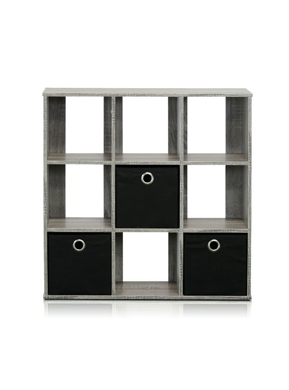 Furinno 13207 Simplistic 9-Cube Organizer with Bins